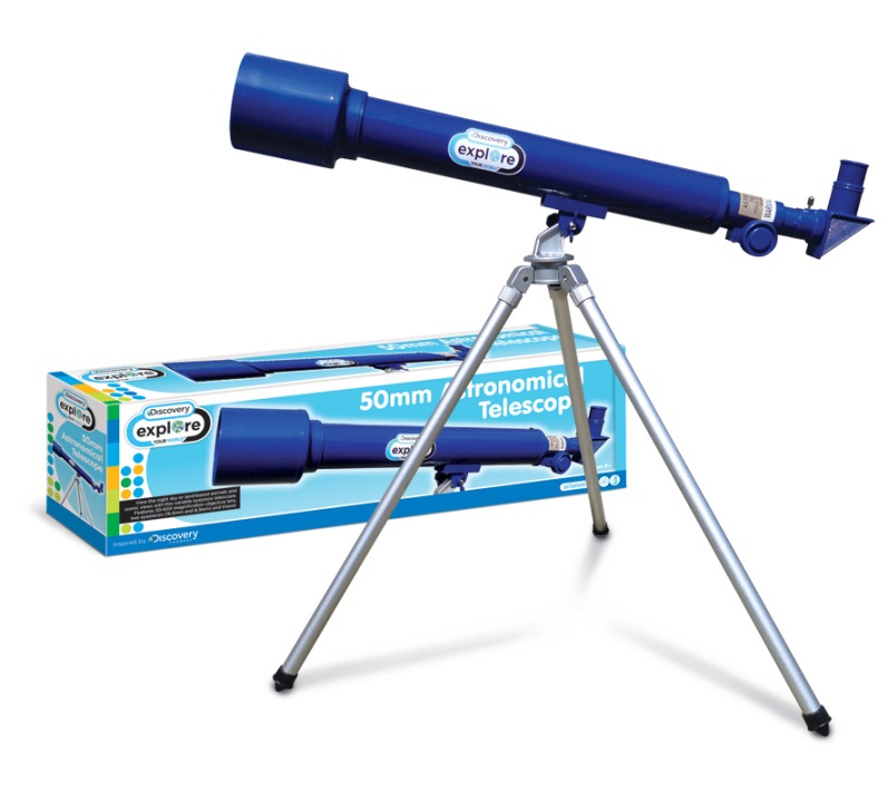 DISCOVERY EXPLORE 50MM ASTRONOMICAL TELESCOPE TRIPOD LAND & SKY BRAND