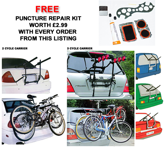 2 & 3 CYCLE CARRIER CAR RACK BIKE BICYCLE UNIVERSAL REAR MOUNTED