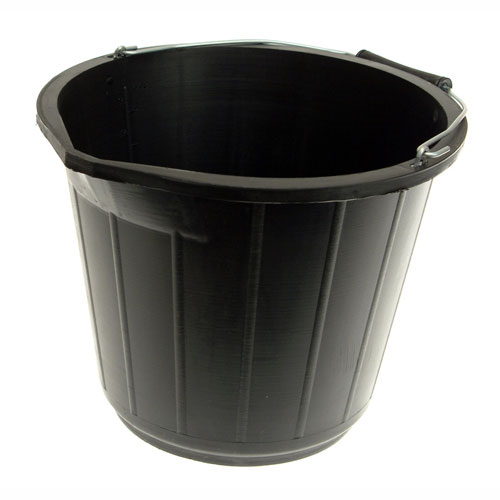 10 X 3 GALLON HEAVY DUTY BLACK BUILDERS BUCKETS 14L LITRE PLASTIC