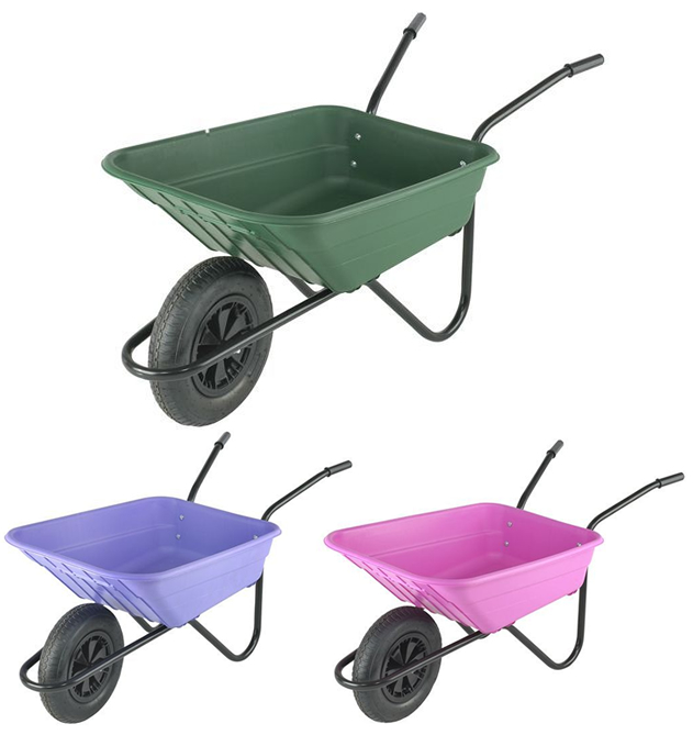 HEAVY DUTY 90 LITRE PLASTIC WHEELBARROW METAL FRAME WHEEL BARROW