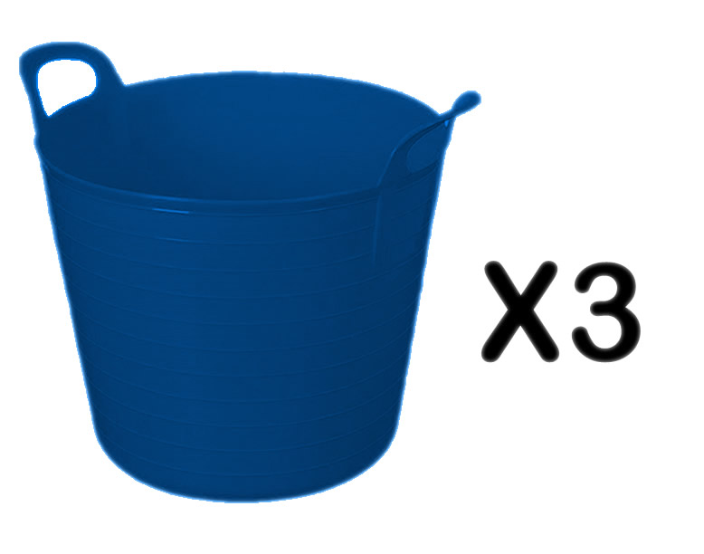 3 x 25L LITRE FLEXI TUB PLASTIC BUCKET TUBS STORAGE CONTAINER FEEDING