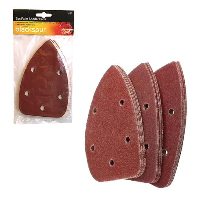 6 X PALM SANDER SANDING PADS DISCS SHEETS ASSORTED GRADE COARSE HOLE